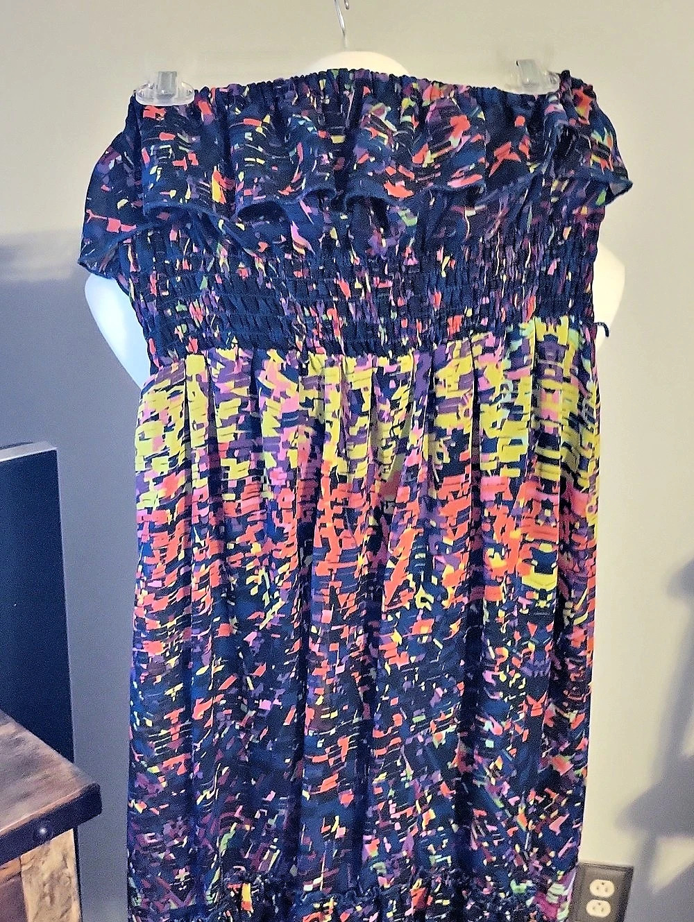 Syl L'Escreem Abstract Maxi Dress Blue & Purple XL NWT Strapless